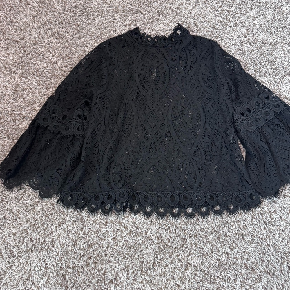 Rains Black Boxy Embellished Blouse